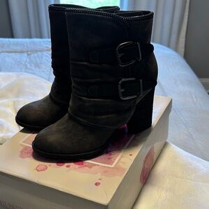 Not Rated Black Heeled Boots with Buckle Detail